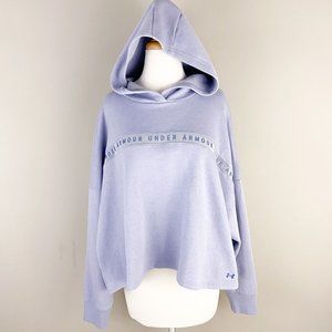 Under Armour Taped Fleece Hoodie Purple Cropped  XL Loose Fit NWT